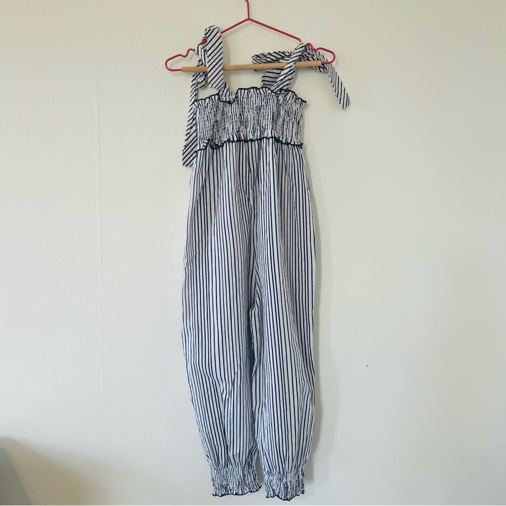 Piccolo Ludo Navy & Cream Stripped Romper